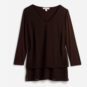 Michael Kors Sariyah V Neck Mix Material Blouse
